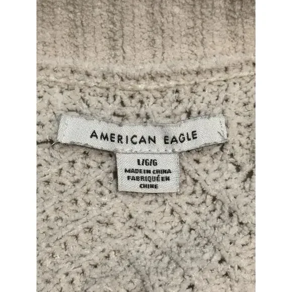 American Eagle Outfitters Sweater Womens Large White Open Knit V Neck Dolman - Picture 7 of 8